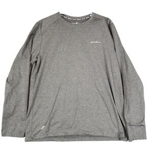 Eddie Bauer Men's L Gray FREE DRY‎ Long Sleeve Athletic Shirt Performance Top